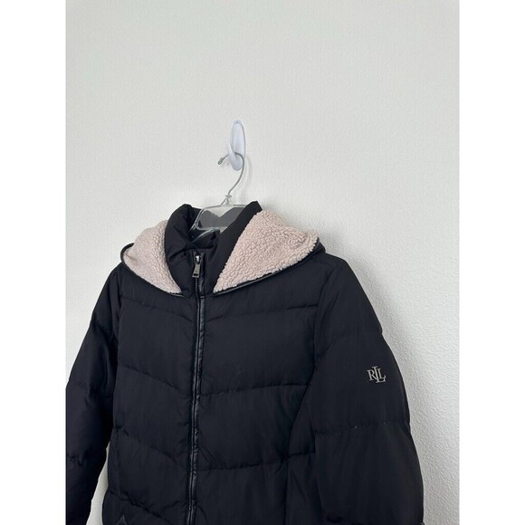 Ralph Lauren Black Label Down Puffer Jacket Full Zip Black Fleece Size Medium - Picture 3 of 13